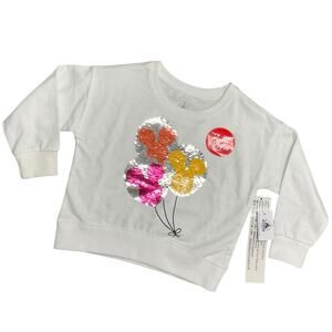Disney Parks Girls Sequin Balloon Sweatshirt White Size XXS NWT